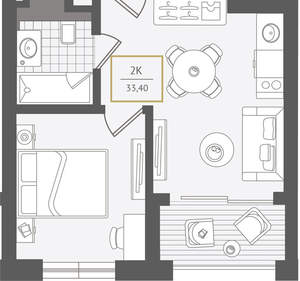 2-к квартира, вторичка, 34м2, 9/10 этаж