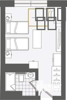 1-к квартира, строящийся дом, 25м2, 2/10 этаж