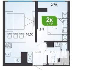 2-к квартира, вторичка, 37м2, 5/20 этаж