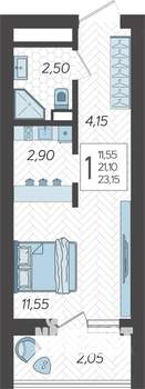 Студия квартира, строящийся дом, 24м2, 19/19 этаж