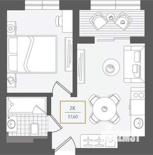 2-к квартира, вторичка, 38м2, 2/10 этаж