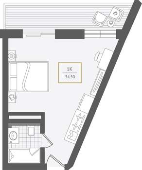 1-к квартира, вторичка, 35м2, 8/10 этаж