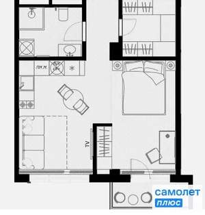 1-к квартира, вторичка, 45м2, 5/7 этаж