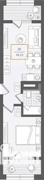 1-к квартира, вторичка, 45м2, 2/10 этаж