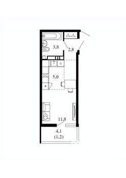 Студия квартира, вторичка, 25м2, 5/17 этаж