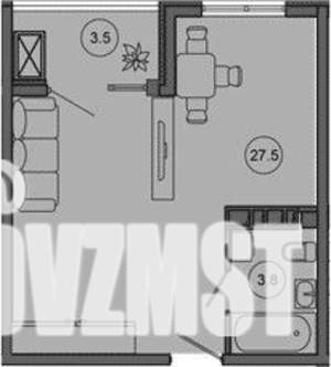 Студия квартира, вторичка, 35м2, 9/10 этаж