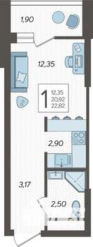 Студия квартира, вторичка, 23м2, 19/19 этаж