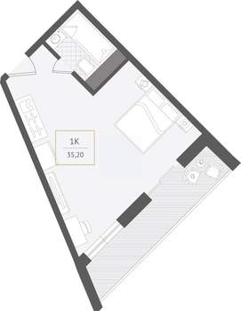 1-к квартира, вторичка, 35м2, 9/10 этаж