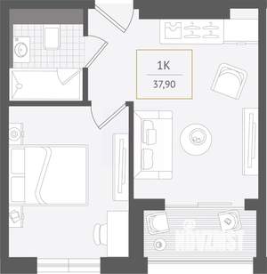 1-к квартира, вторичка, 38м2, 7/10 этаж