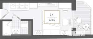 1-к квартира, вторичка, 23м2, 8/10 этаж