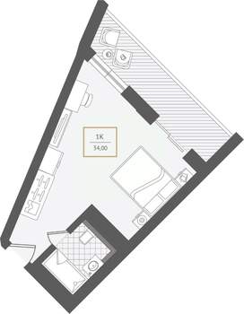 1-к квартира, вторичка, 34м2, 10/10 этаж