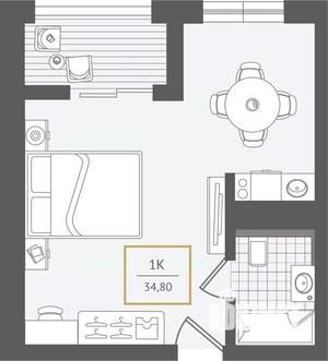 1-к квартира, вторичка, 35м2, 8/10 этаж