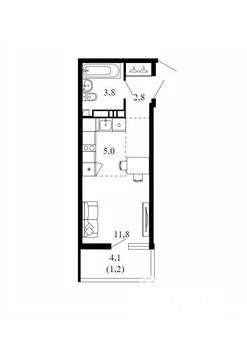 Студия квартира, вторичка, 25м2, 5/17 этаж