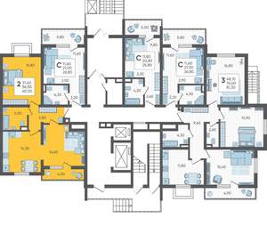 2-к квартира, вторичка, 61м2, 1/16 этаж