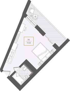 1-к квартира, вторичка, 34м2, 9/10 этаж
