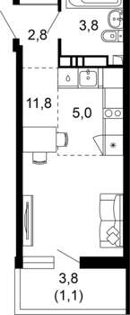 Студия квартира, вторичка, 25м2, 2/17 этаж