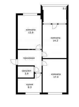 3-к квартира, вторичка, 66м2, 3/5 этаж