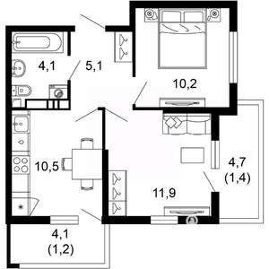 2-к квартира, вторичка, 44м2, 12/17 этаж