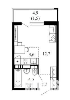 Студия квартира, вторичка, 24м2, 17/17 этаж