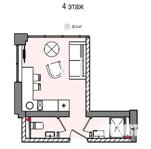 1-к квартира, вторичка, 20м2, 4/5 этаж