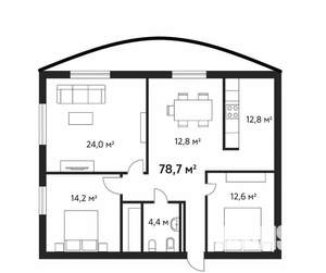 3-к квартира, вторичка, 79м2, 3/4 этаж