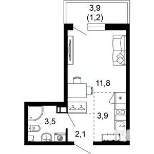 1-к квартира, вторичка, 23м2, 11/17 этаж