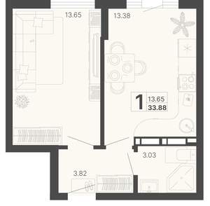 1-к квартира, вторичка, 34м2, 7/20 этаж