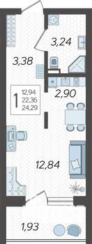 Студия квартира, строящийся дом, 25м2, 1/19 этаж