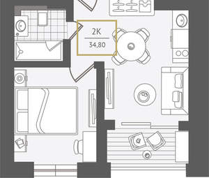 2-к квартира, вторичка, 36м2, 5/10 этаж
