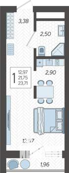 Студия квартира, вторичка, 24м2, 8/19 этаж