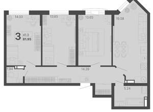 3-к квартира, вторичка, 82м2, 6/20 этаж