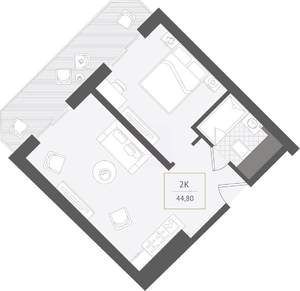 2-к квартира, вторичка, 45м2, 5/10 этаж