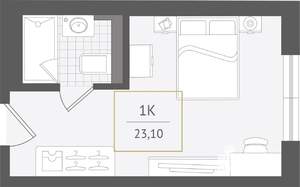 1-к квартира, вторичка, 23м2, 2/10 этаж