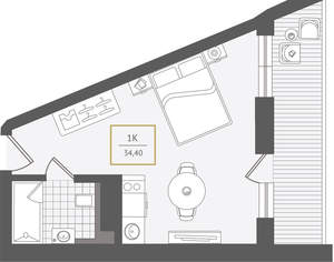1-к квартира, вторичка, 35м2, 8/10 этаж