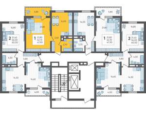 1-к квартира, вторичка, 48м2, 11/16 этаж