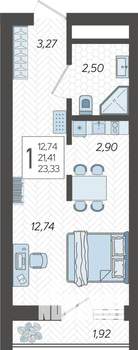 Студия квартира, строящийся дом, 24м2, 14/19 этаж