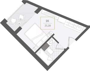 1-к квартира, вторичка, 23м2, 6/10 этаж