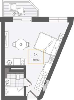 1-к квартира, вторичка, 31м2, 5/10 этаж