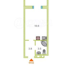 Студия квартира, вторичка, 28м2, 5/12 этаж