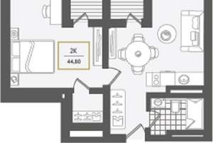 2-к квартира, вторичка, 44м2, 2/10 этаж