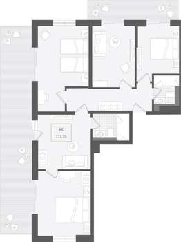 4-к квартира, вторичка, 132м2, 7/10 этаж