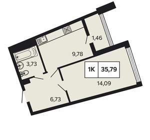 1-к квартира, вторичка, 36м2, 2/13 этаж