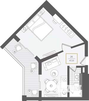 2-к квартира, вторичка, 48м2, 8/10 этаж