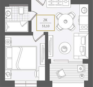 2-к квартира, вторичка, 33м2, 9/10 этаж