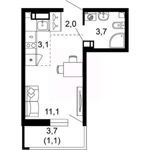 1-к квартира, вторичка, 21м2, 13/17 этаж