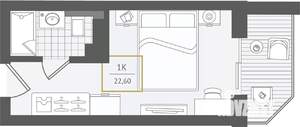 1-к квартира, вторичка, 23м2, 10/10 этаж