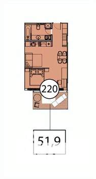 1-к квартира, вторичка, 52м2, 6/9 этаж