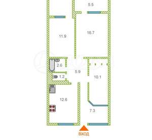 3-к квартира, вторичка, 76м2, 1/14 этаж