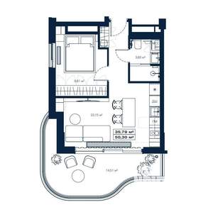 2-к квартира, вторичка, 50м2, 5/6 этаж
