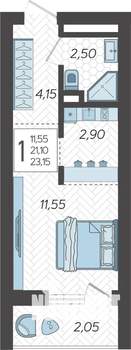 Студия квартира, вторичка, 24м2, 15/19 этаж